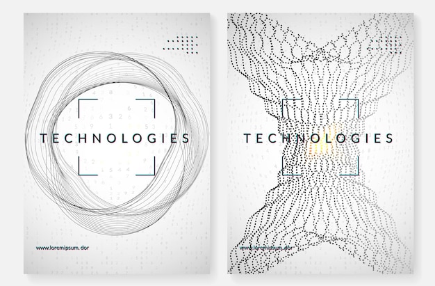 Digital technology abstract background. Artificial intelligence, deep learning and big data concept. Tech visual for system template. Wavy digital technology abstract.