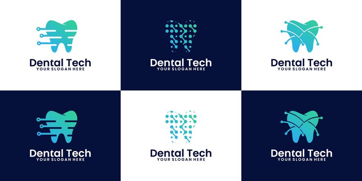Digital technology dental logo design collection