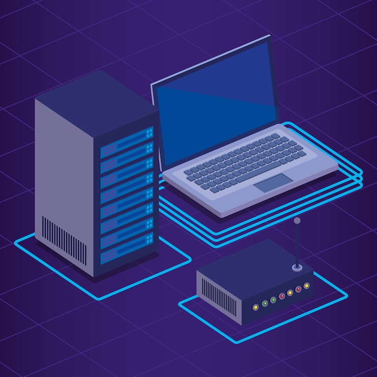 Vector digital technology isometrics icons