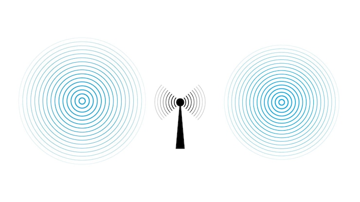 Vector digital technology radio wave illustration on white background