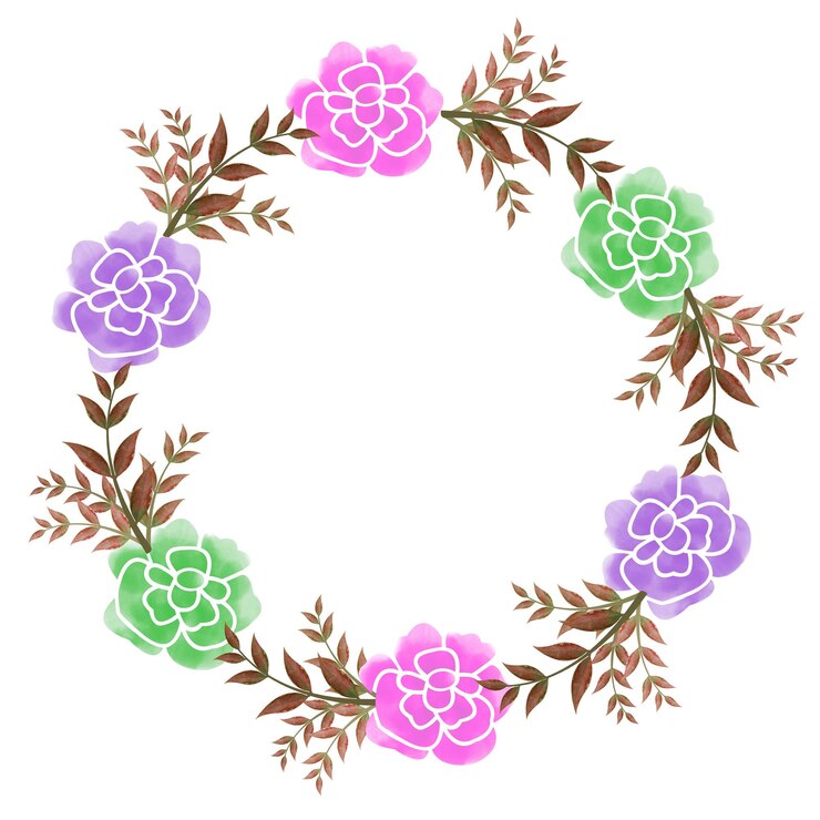Vector digital watercolor flower frame vector design.