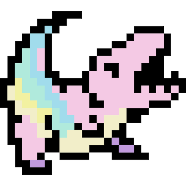 Vector dinosaur cartoon icon in pixel stylex9