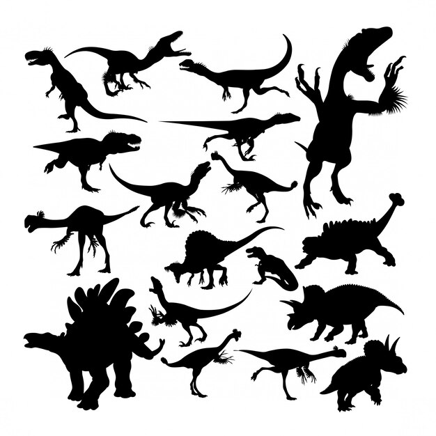 Dinosaur reptile animal silhouettes