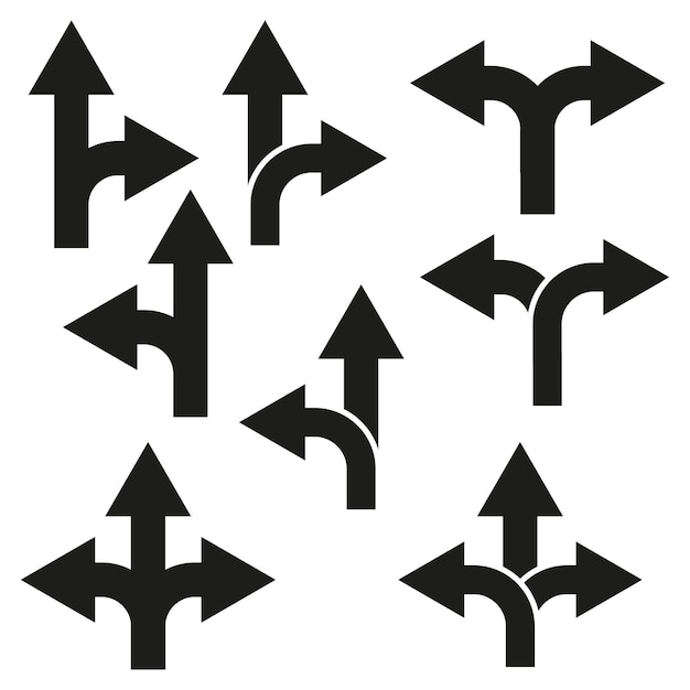 directional arrows set road sign variation navigation pointers simple geometric shapes