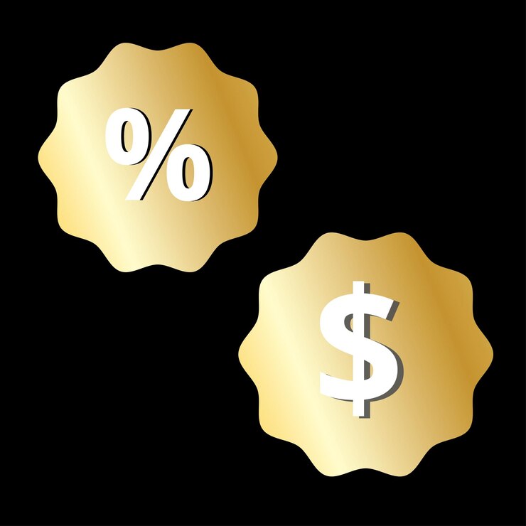 Discount and Finance sign badge luxury gold design