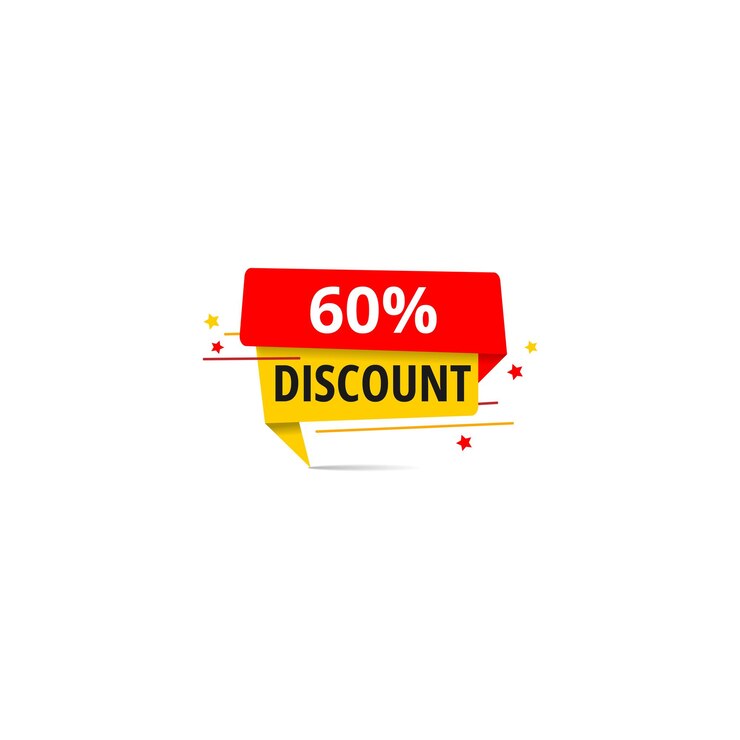 Discount sticker for website or sales promotion 60 percent speech bubble vector illustration
