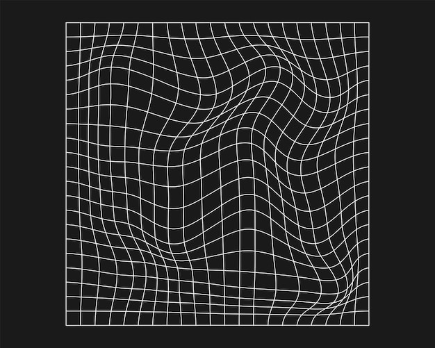 Distorted cyber grid Cyberpunk geometry element y2k style Isolated white mesh