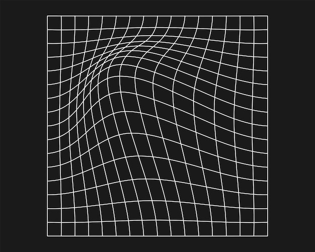 Distorted cyber grid Cyberpunk geometry element y2k style Isolated white mesh