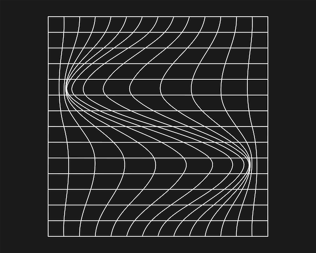 Distorted cyber grid Cyberpunk geometry element y2k style Isolated white mesh