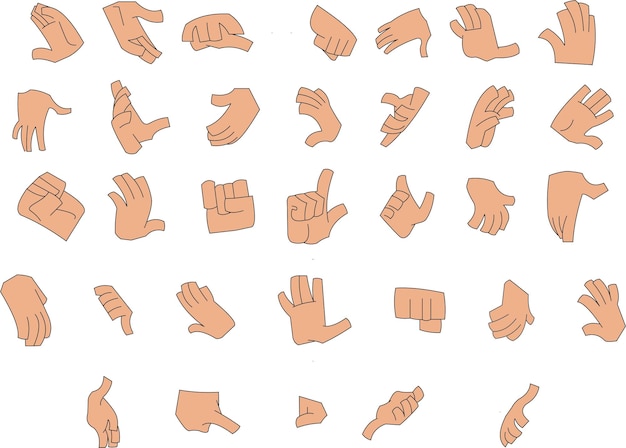 Diverse Cartoon Hand Gestures and Poses