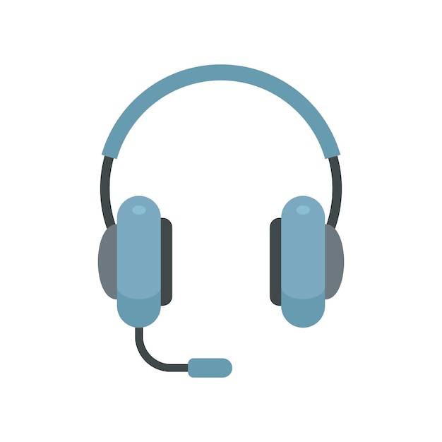 Dj headset icon flat vector Customer headphone Phone center isolated