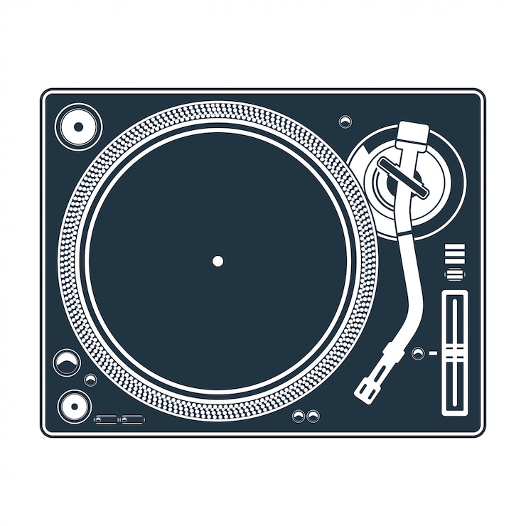 Vector dj mixing turntable set vector illustration