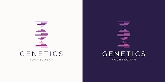 DNA logo line minimalist design with dot technology symbol for science technology