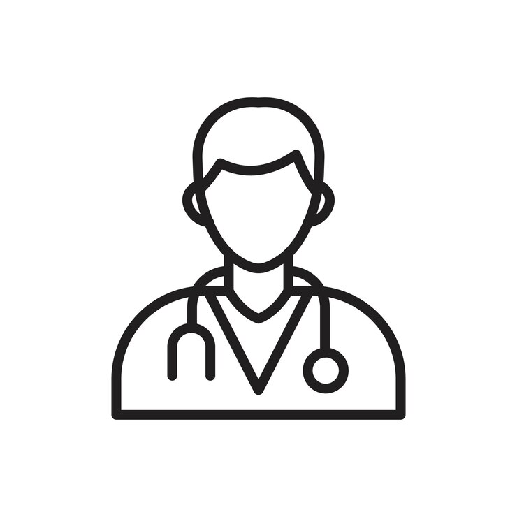 Doctor icon Flat art in black and white isolated