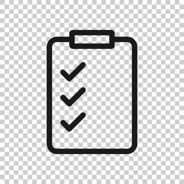 Document checklist icon in flat style Report vector illustration on white isolated background Paper sheet business concept