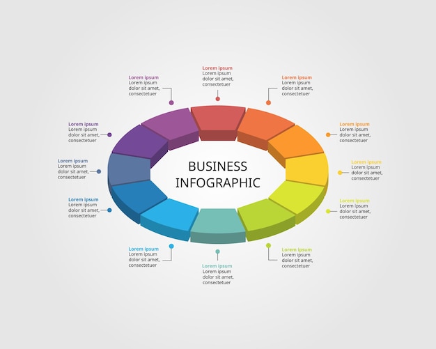 dodecagon isometric shape template for business infographic for presentation for 12 element
