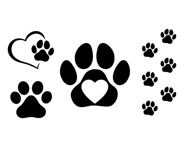 Dog or cat footprints. Vector isolated silhouette.