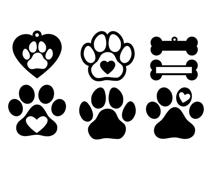 Dog or cat footprints. Vector isolated silhouette.