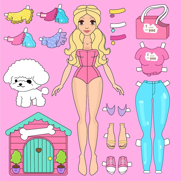 doll with beautiful dresses and different items
