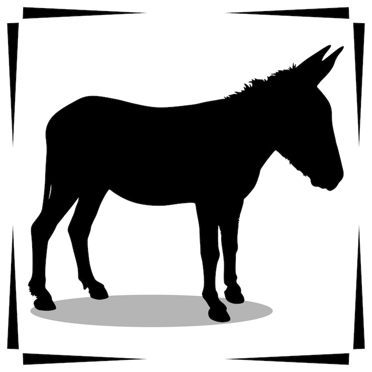 Vector donkey animal silhouette illustrations donkey silhouette icon