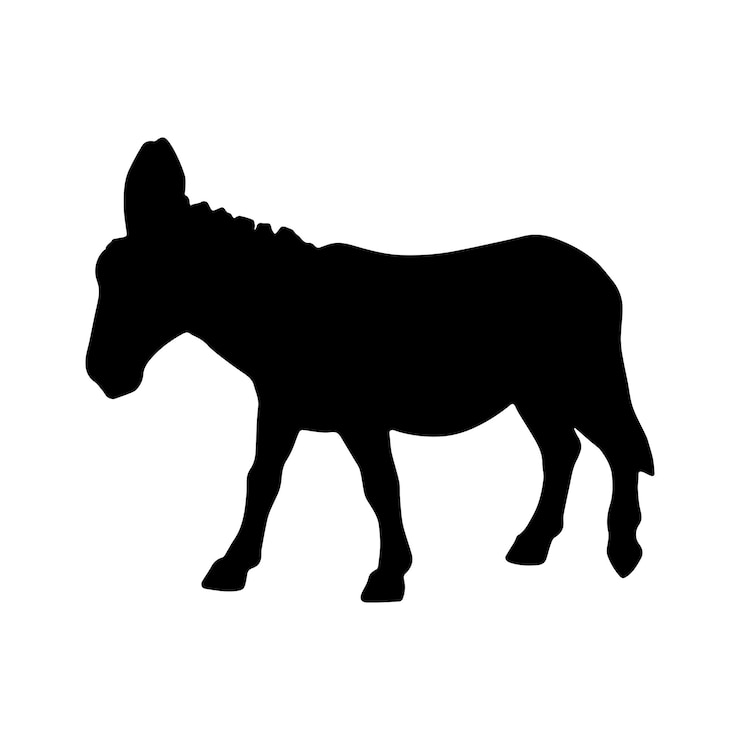 Vector donkey silhouette set collection isolated black on white background vector illustration