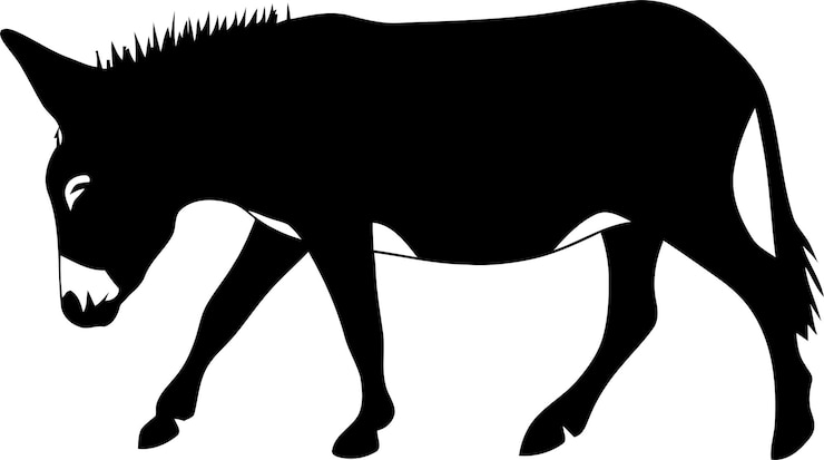 Vector donkey silhouette vector illustration set collection black on white background