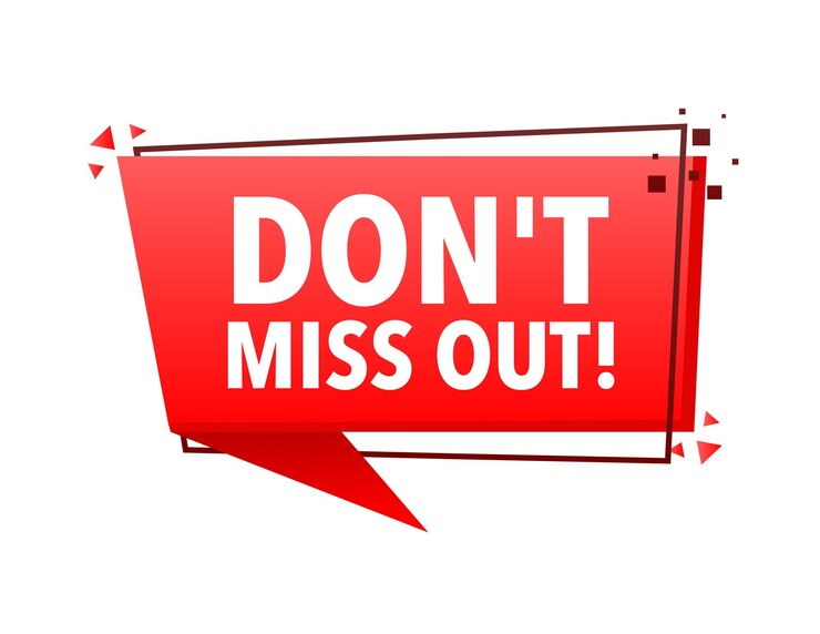 Vector dont miss out announcement megaphone label loudspeaker speech bubble
