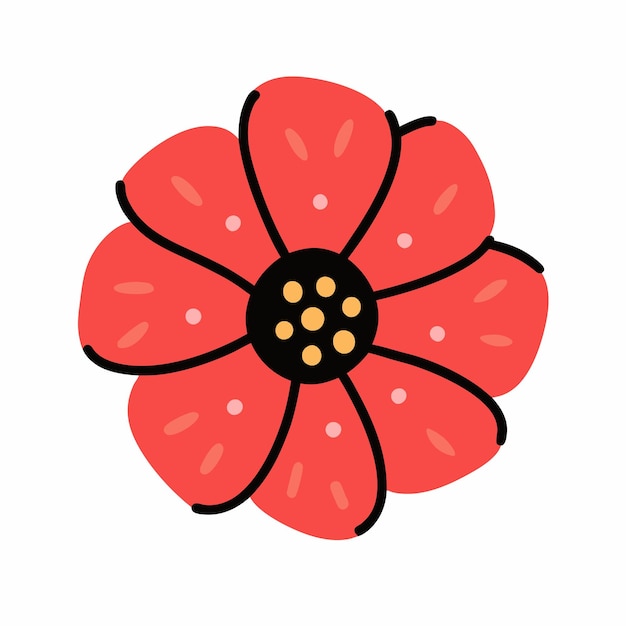 Doodle cartoon flowers set Hand drawn flower collection Decorative leaf and flower elements 18