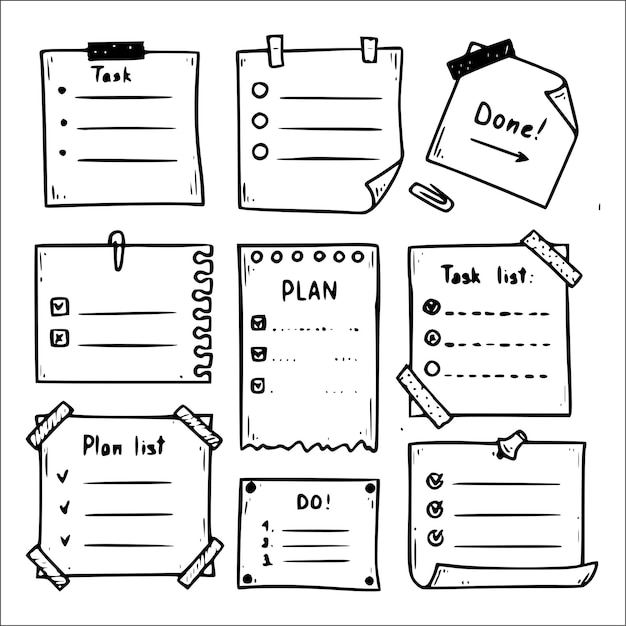 Doodle checklist set