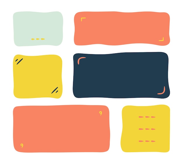doodle color shapes and frames for social media with punctuation marks for quote abstract isolated