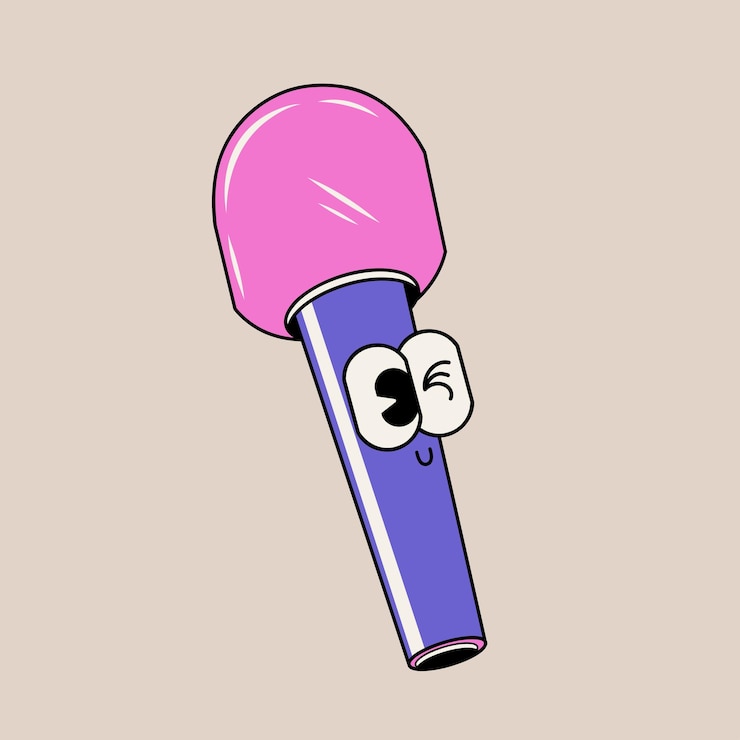 Vector doodle cute character illustration microphone sticker