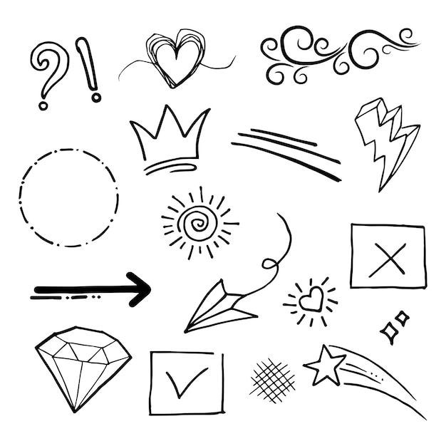 Doodle element vector set for concept design