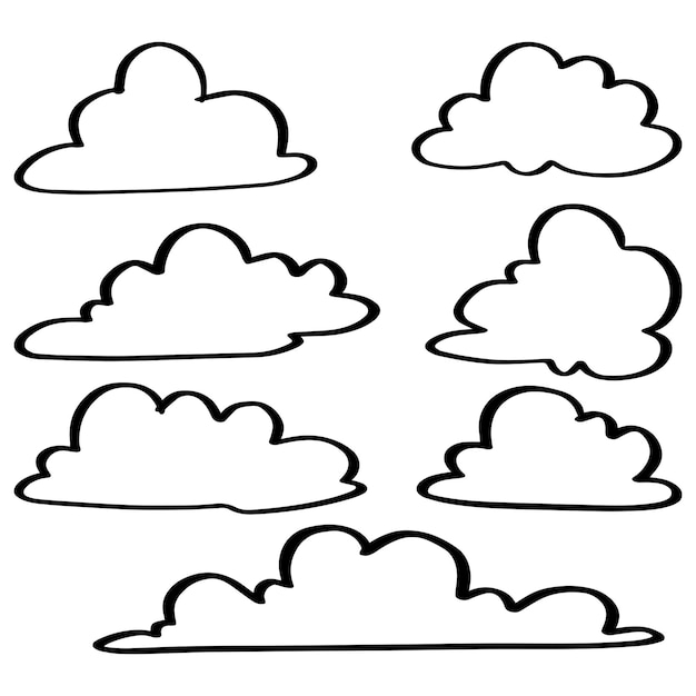 doodle sketch style of hand drawn clouds cartoon vector illustration for concept design