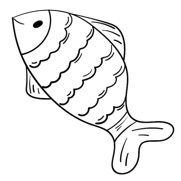 Doodle sticker of cartoon sea fish