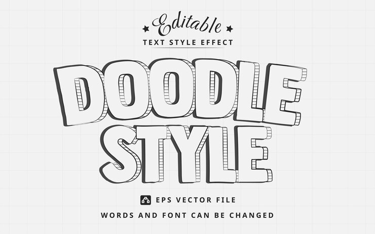 Vector doodle style editable text effect