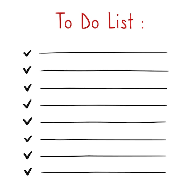 Doodle to do list hand drawn sketch checklist Notebook schedule task paper planner Isolated