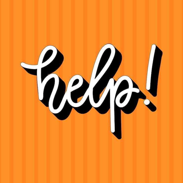 Vector doodle white help! word on an orange background vector