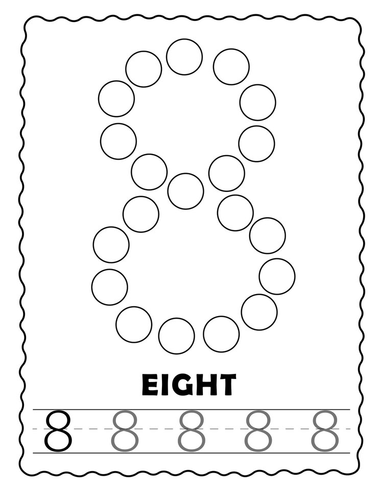 Vector dot marker number tracing worksheet coloring pages