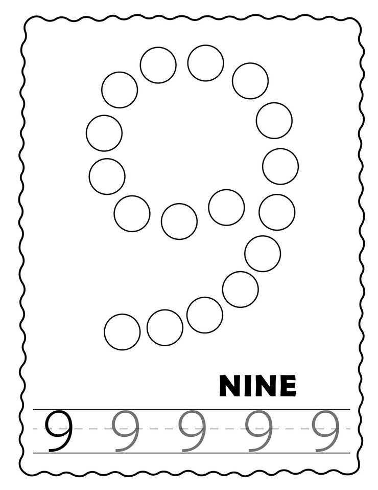Vector dot marker number tracing worksheet coloring pages