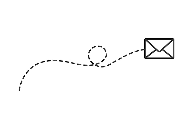 Dotted line envelope icon Send letter illustration symbol Sign fly messege vector