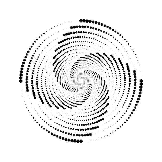 dotted spiral lines element radial spinning halftone texture circle swirl dots shape abstract