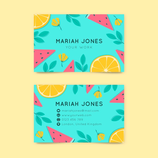 Double-sided horizontal business card template with citrus