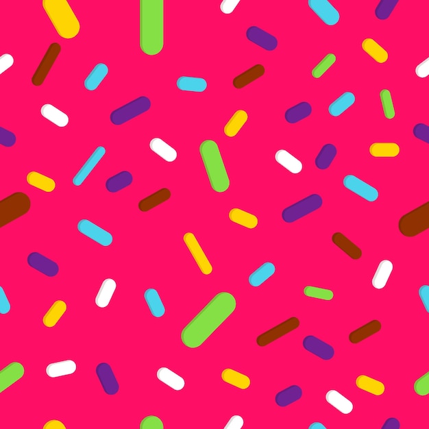Doughnut glaze with sprinkles seamless pattern