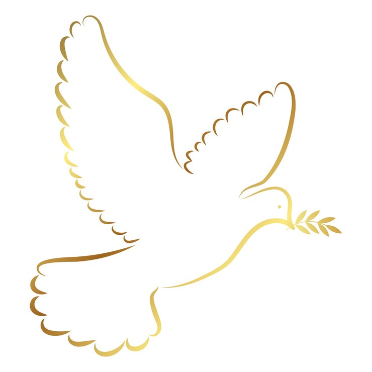 Dove of peace with golden branch Christian religious design