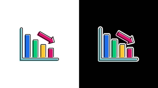 down statistic marketing finance infographic data analysis colorful icon chart bar percentage