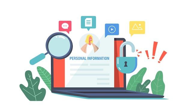 Doxxing Concept with Personal Data Information Search, Pc Computer and Magnifying Glass. Online Information Hacking