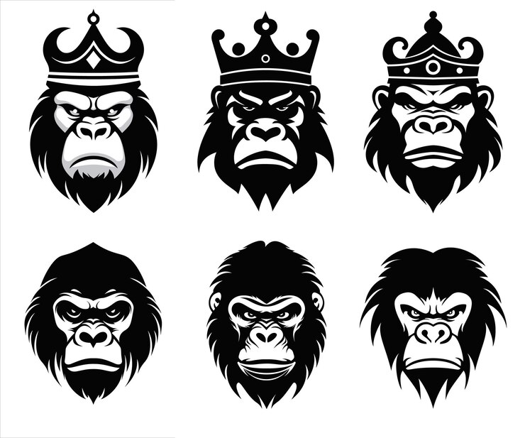 Vector dracon head logo mascot on white background vector set