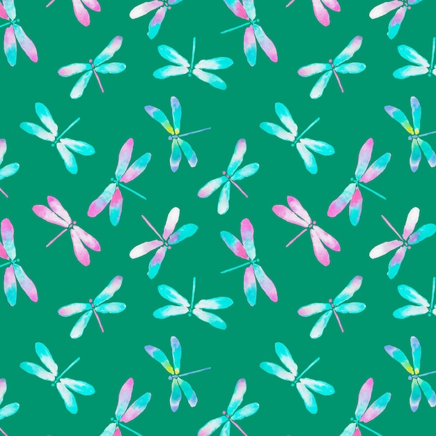 dragonfly pattern green pink turquoise and pink dragonflies fabric pattern textile design