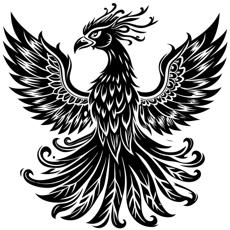 Vector drawing of a black phoenix vector for t shirt design