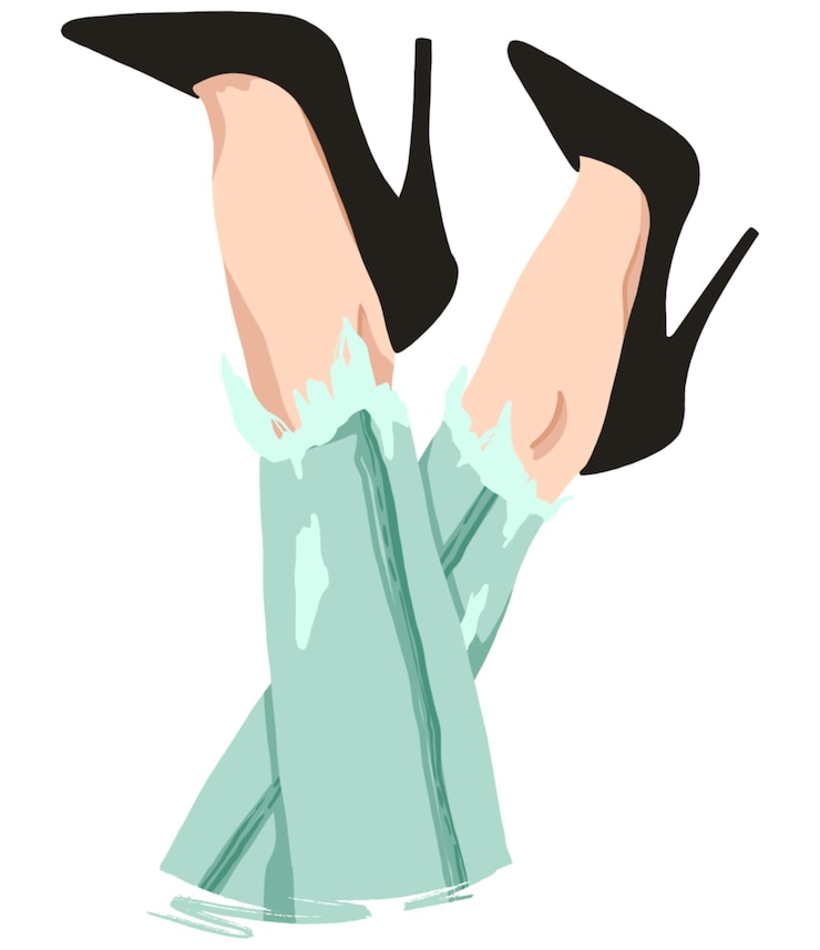 Vector drawing of a girl's legs in beautiful black shoes